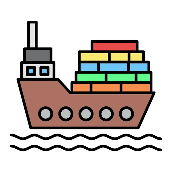 Cargo Ship Icon Outline Illustration Boat Vector Icons Web Design — Stock Vector