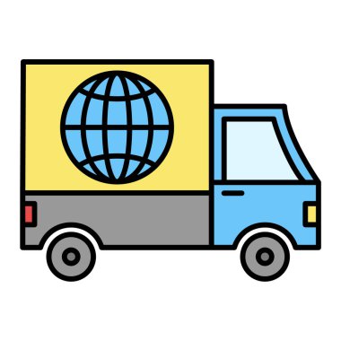 dağıtım kamyonu ikonu vektör çizimi