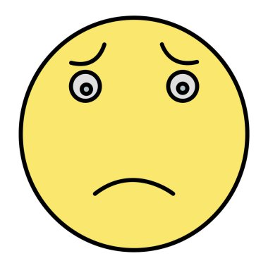 Üzgün yüz simgesi simgesi. Web tasarımı için gülen gülümseme vektör simgeleri çizgi filmi