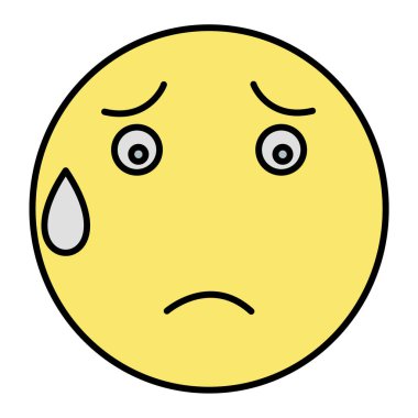 Üzgün yüz simgesi simgesi. emoji vektör çiziminin karikatürü
