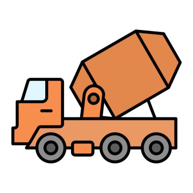 Beyaz arkaplan üzerinde inşaat vinç simgesi, çizgi biçimi, vektör illüstrasyonu