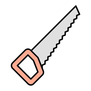 Testere simgesi vektörü. İnce çizgi işareti. izole edilmiş sınır sembolü çizimi