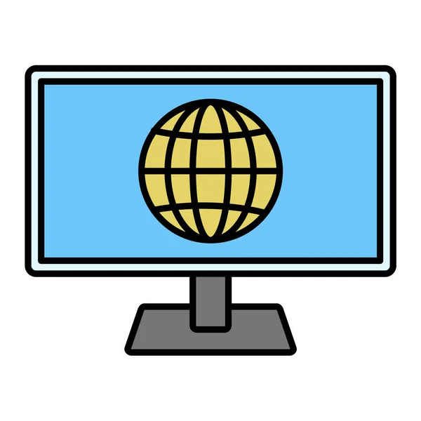 Computer Monitor Globe Screen Vector Illustration Design — Stock Vector