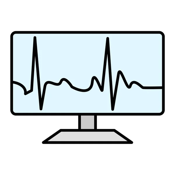 Οθόνη Υπολογιστή Καρδιογράφημα Και Καρδιακό Ρυθμό Διανυσματική Απεικόνιση Σχεδιασμό — Διανυσματικό Αρχείο