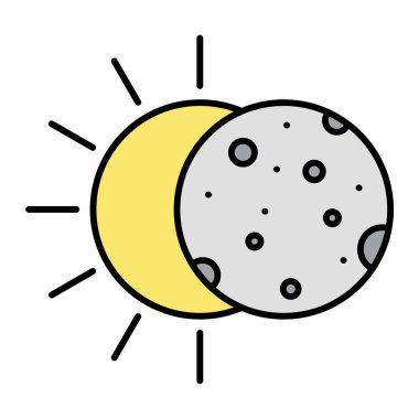 Ay ikonlu güneş. vektör illüstrasyonu