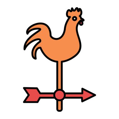 Horoz ikonu vektörü. Çizgi çizimi grafik ve web tasarımı için izole edildi.