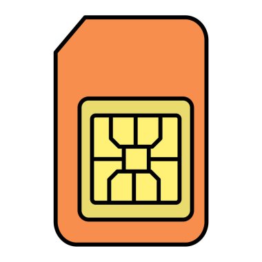 SIM kart simgesi. Web için cep telefonu vektör simgelerinin özet çizimi