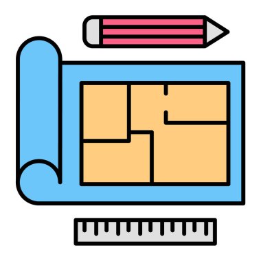 Yapı ve yapı çizgisi simgesinin vektör illüstrasyonu