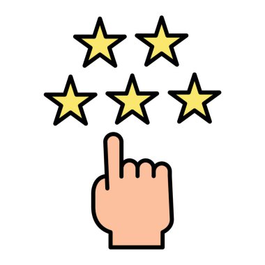 Yıldız derecelendirme ikonu vektör illüstrasyon tasarımına sahip el