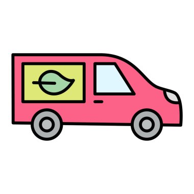 Araç ikonu. beyaz arkaplanda izole edilmiş web tasarımı için ana hatlı dağıtım van vektör illüstrasyon sembolü