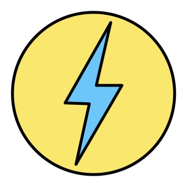 Şimşek simgesi. Web için gök gürültüsü elektrik dolgu vektör simgelerinin düz çizimi