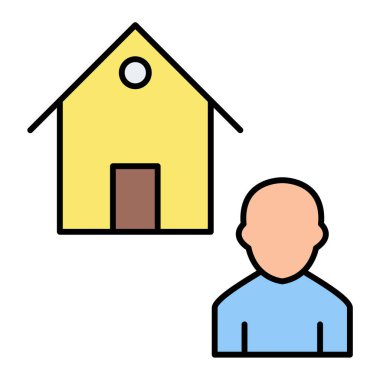 Ev ikonu vektör illüstrasyon tasarımlı emlakçı