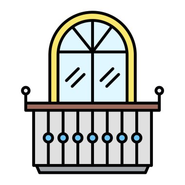 beyaz arkaplanda izole edilmiş özet biçiminde balkon simgesi.  