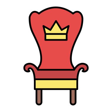 Kraliyet koltuk ikonu, vektör illüstrasyonu. düz biçim