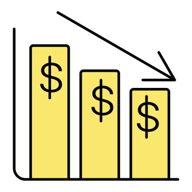 Dolar sembolü ve ok vektör illüstrasyonlu finansal büyüme grafiği