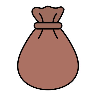 Çuval dolusu para çantası ikonu. beyaz arkaplanda izole edilmiş cüzdan vektör illüstrasyonu çizgi filmi