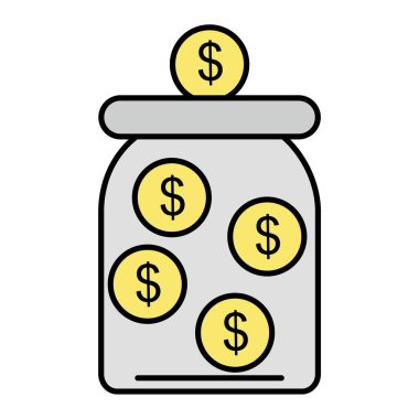 Dolar sembollü para çantası vektör çizimi tasarımı