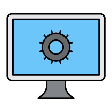 Teknoloji ve güvenlik vektörü illüstrasyon tasarımlı bilgisayar monitörü