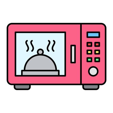 mikrodalga fırın ikonu vektörü. İnce çizgi işareti. izole edilmiş sınır sembolü çizimi