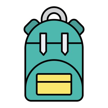 Sırt çantası simgesi. Ana hatlı okul çantası vektör illüstrasyonu. izole edilmiş sembol.