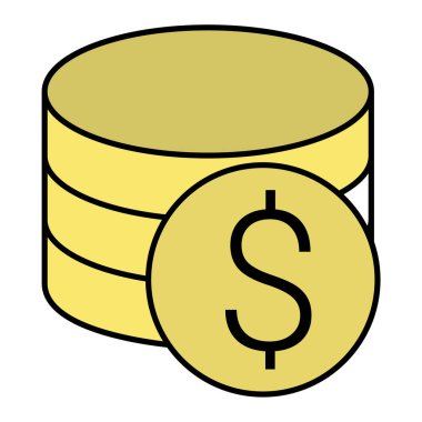 Dolar sikkeleri simge vektör illüstrasyonu