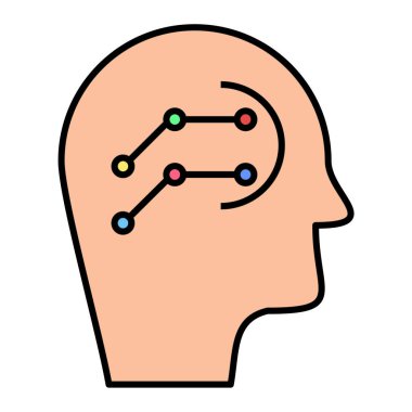 Beyin ikonu vektör illüstrasyonlu insan kafası