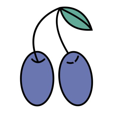 taze meyve ve böğürtlen karikatür vektör çizim grafik tasarımı