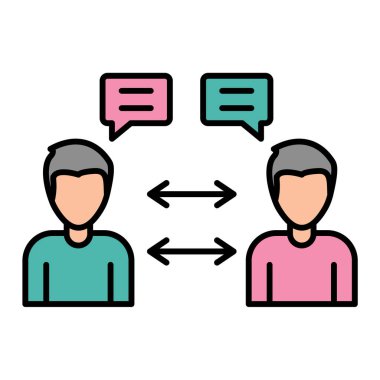 Konuşma baloncuklarıyla konuşan insanlar vektör illüstrasyon tasarımı