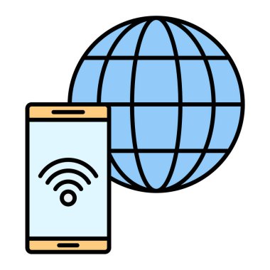 wifi ve cep telefonu vektör illüstrasyon tasarımlı akıllı telefon