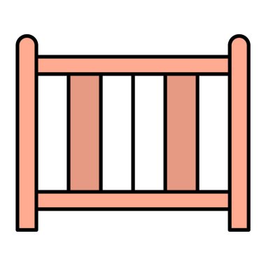 bebek beşiği ikonu. Yatak odasının ana hatları vektör illüstrasyonu. izole edilmiş sınır biçimi.