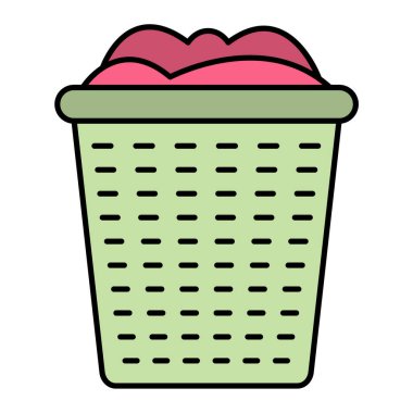 Çamaşır ve yemek vektörü resimli alışveriş sepeti