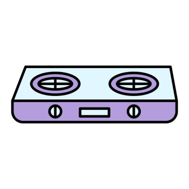 kaset ikonu. anahat müzik aygıtı vektör çizim sembolü. beyaz arkaplanda izole