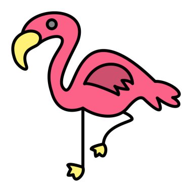 Pembe flamingo kuş çizgi film vektör illüstrasyon grafik tasarımı