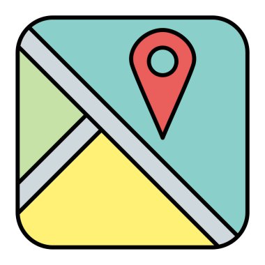 Harita iğne simgesi. Web için gezinme konumu vektör simgelerinin özet çizimi