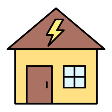 ev, enerji, elektrik, güç, ekoloji çizgisi simgesi. vektör izole çizimi