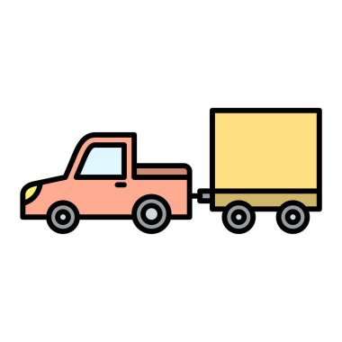 Araç ikonu. Beyaz arkaplanda izole edilmiş web tasarımı için dağıtım kamyonu vektör sembolü