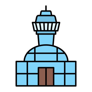 Havaalanı kulesi ikon vektör illüstrasyon grafik tasarımı