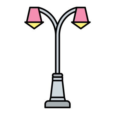 Lamba ikonu. Aydınlatma vektörü simgelerinin özet çizimi.