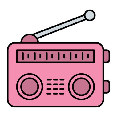 radyo, ses, ince renkli müzik ikonu. izole çizim vektörü