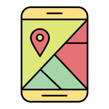 GPS navigasyon vektör çizimine sahip cep telefonu