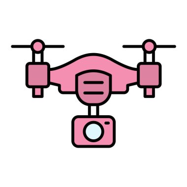 İHA kamera simgesi. Web için kuadrokopter vektör simgelerinin basit illüstrasyonu