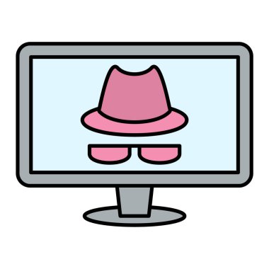 Güvenlik sistemi vektör illüstrasyon tasarımı ile bilgisayar monitörü