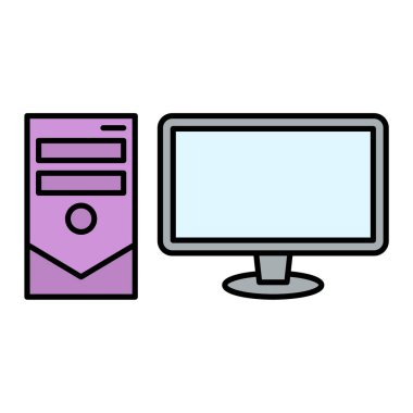 Ekran ve diğer elementler vektör illüstrasyon tasarımı ile bilgisayar monitörü