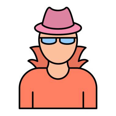 Şapka ve eşarp vektör çizim tasarımı olan adam