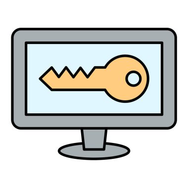 bilgisayar güvenlik sistem simge vektör çizim grafik tasarım