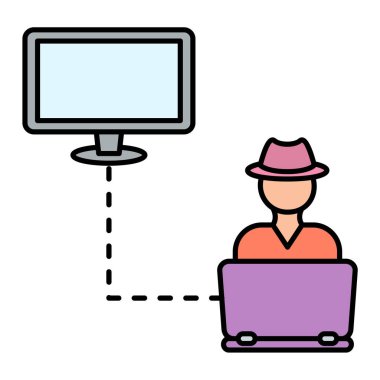 klavye ve dişli vektör illüstrasyon grafik tasarımı ile bilgisayar teknolojisi