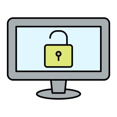 asma kilit vektör çizimine sahip bilgisayar güvenlik sistemi