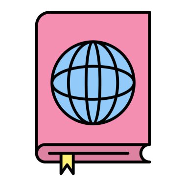 Küre ve dünya haritası vektör illüstrasyon tasarımlı kitap