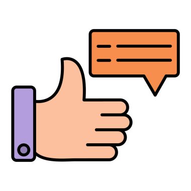 Konuşma balonu ikonu vektör illüstrasyon tasarımı ile el