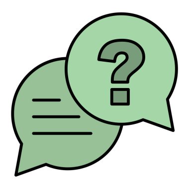 Konuşma balonu ve soru işareti simgesi. vektör illüstrasyonu